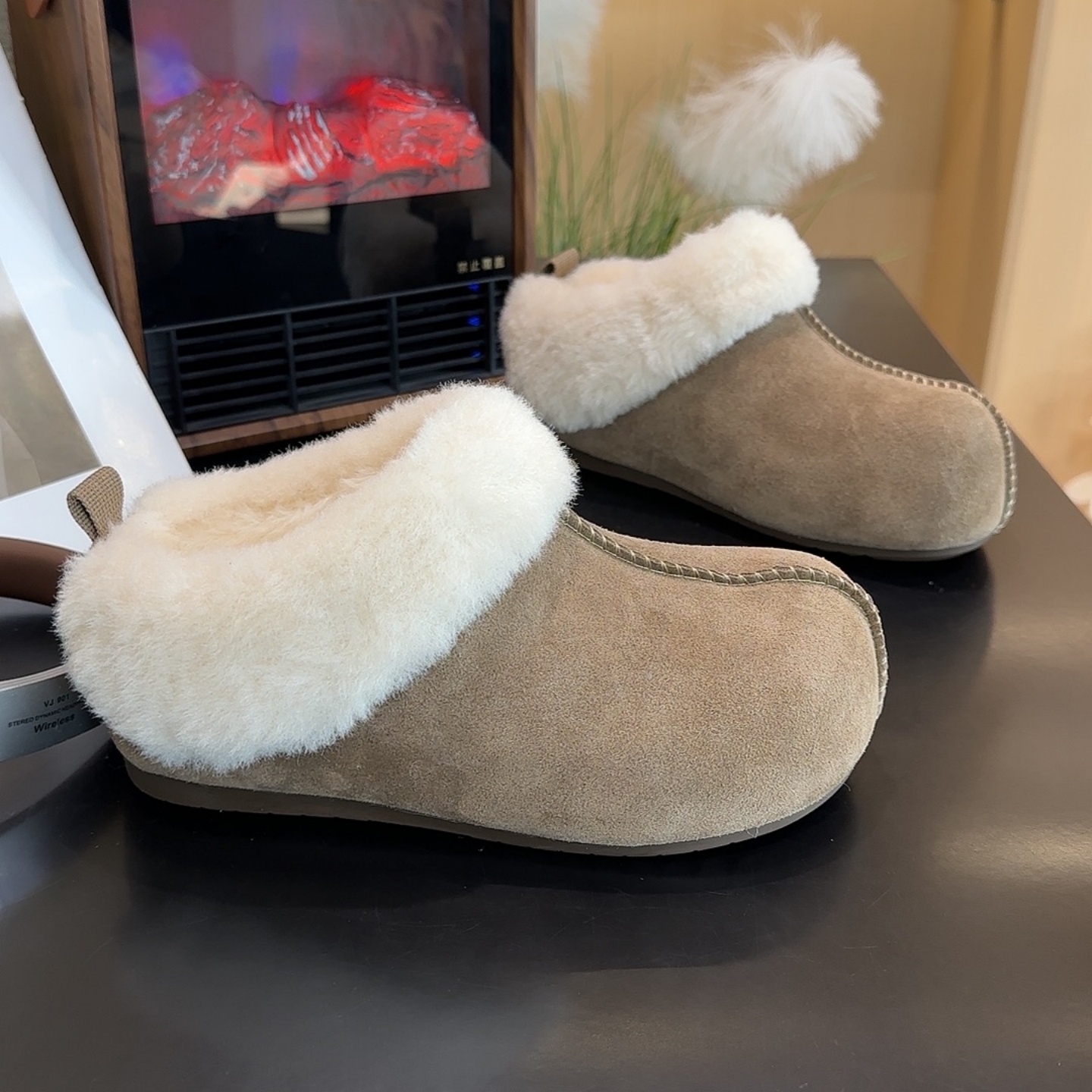 厚底增高包头毛毛勃肯鞋拖鞋半拖冬季加绒2025新款勃肯女鞋冬棉鞋 - 图2