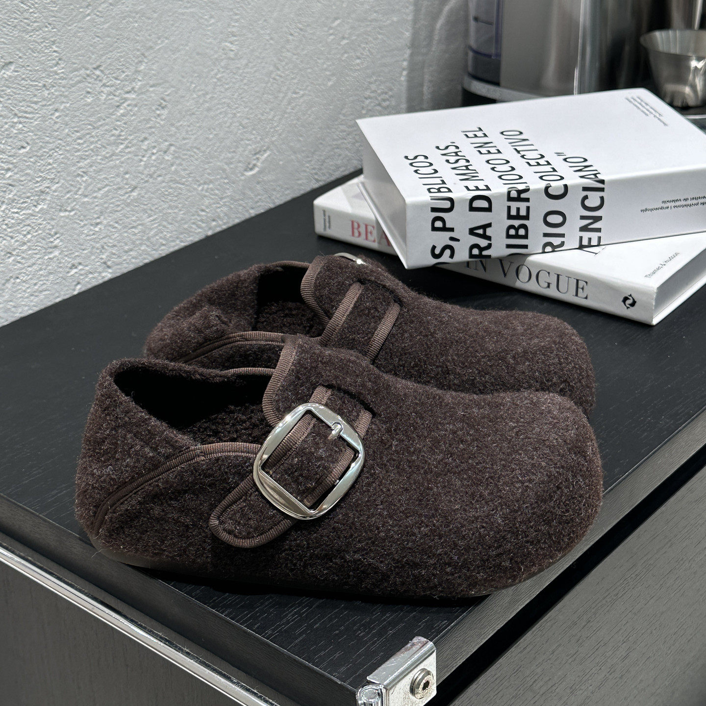 灰色毛呢内增高厚底勃肯鞋女加绒加厚保暖懒人一脚蹬冬季勃肯棉鞋,淘宝优惠券,粉丝福利购,淘宝优惠卷