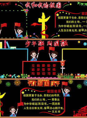 主题黑板报墙贴班级心向强国有我
