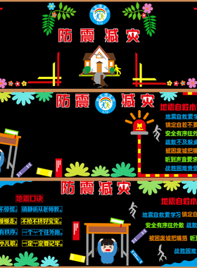 512防震减灾安全宣传黑板报装饰