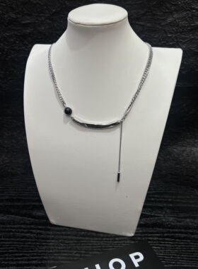 欧美简约气质黑玛瑙圆环项链小众设计高级感轻奢百搭锁骨链女