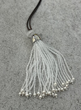 日韩抽绳水晶流苏项链耳坠小众设计感长款毛衣链气质小众轻奢高级