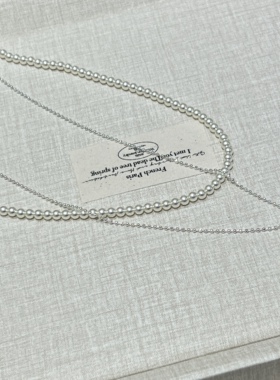 法式简约双层叠戴珍珠项链女潮气质小众轻奢高级感锁骨链颈链配饰