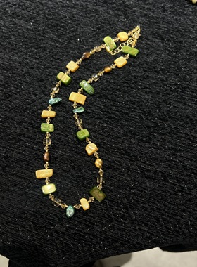 中古高级感不规则彩色贝壳项链复古个性时尚轻奢百搭锁骨链度假风