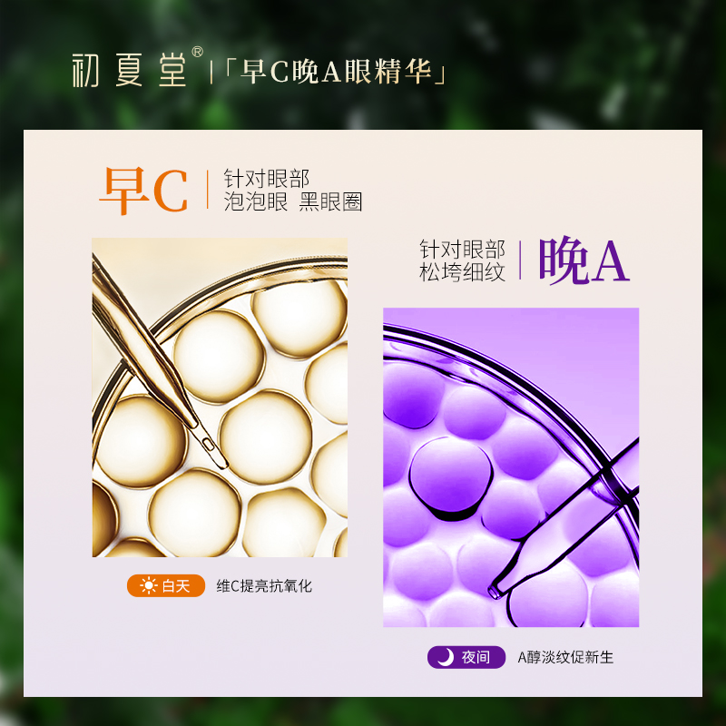 专柜正品初夏堂早C晚A眼部精华液套装眼霜滚珠紧致抗皱淡化眼纹-图0