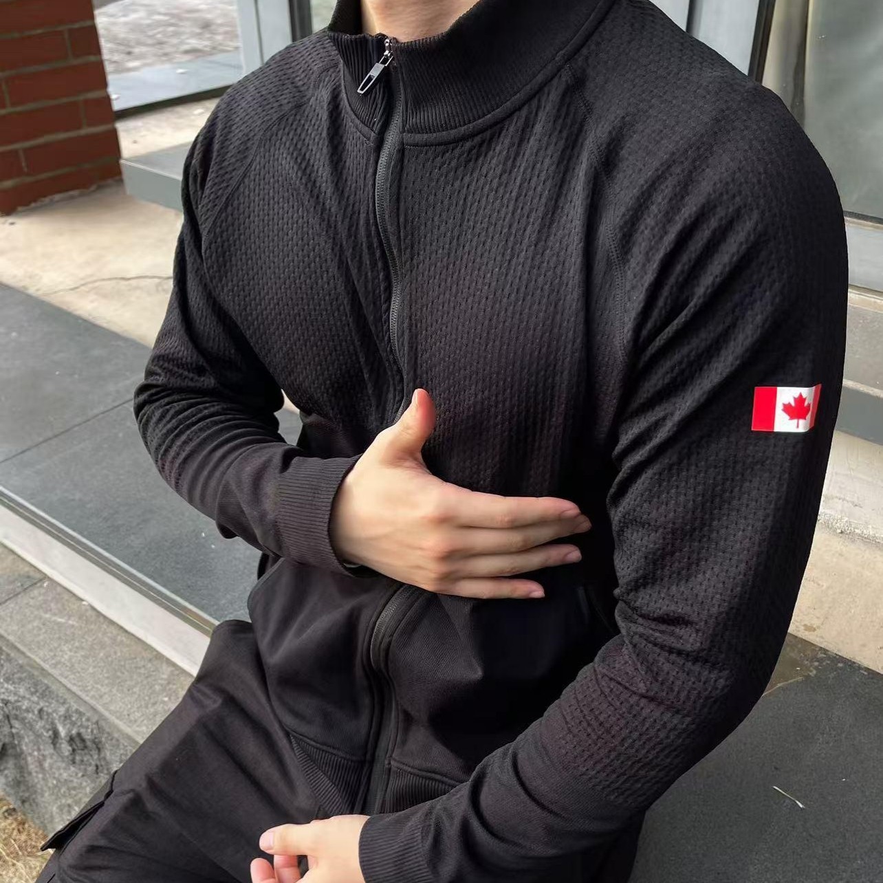 加拿大限定无缝提花lu家同款平替外套健身立领弹力拉链夹克外套潮,淘宝优惠券,粉丝福利购,淘宝优惠卷