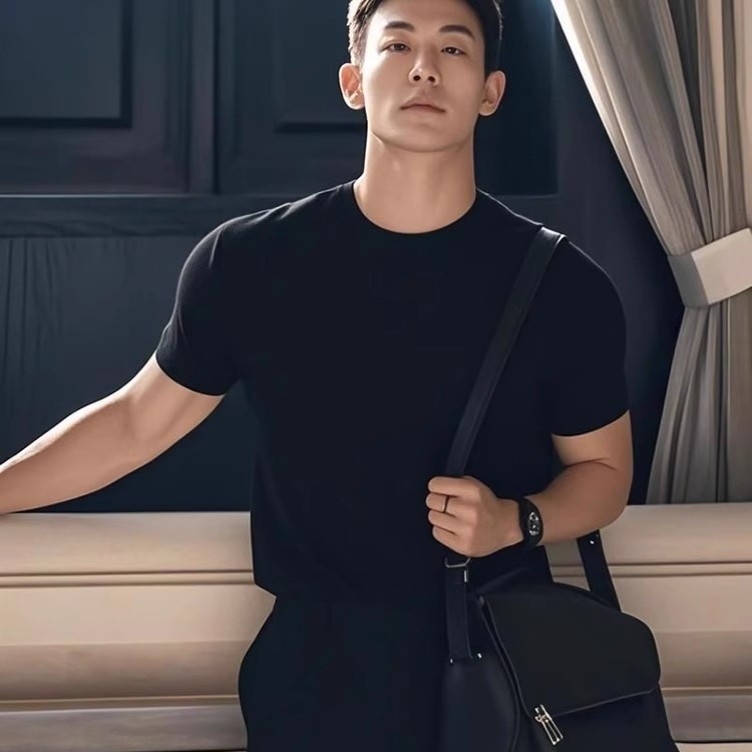 成熟稳重男装收袖口t恤夏季美式健身短袖显肌肉正肩修身棉半截袖,淘宝优惠券,粉丝福利购,淘宝优惠卷