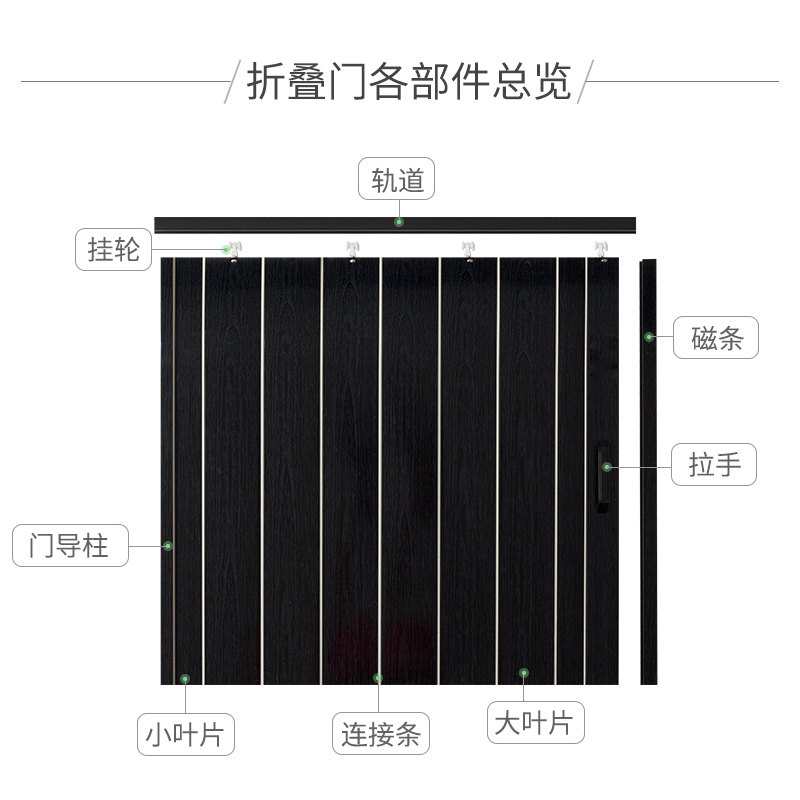 PC折叠门 推拉开放式厨移门V室内隔断卫生间阳铺台隐other形吊轨 - 图1