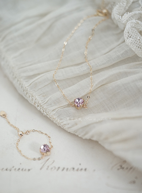 夏日微风粉红爱心手链戒指