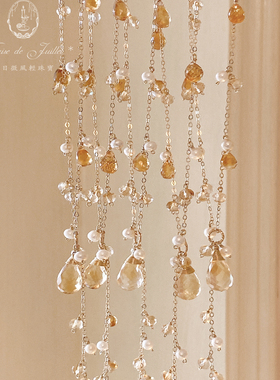 精致黄水晶项链美国包金小众