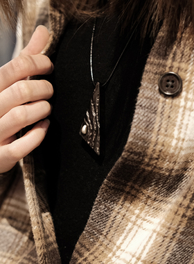 原创手工足银黑檀木长款送礼项链