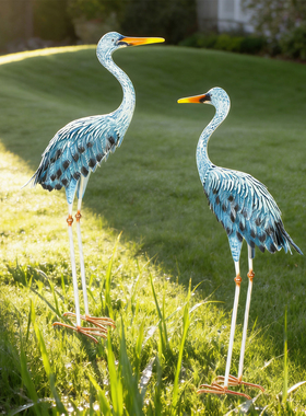 立体蓝鹭铁艺水鸟花园庭院摆件