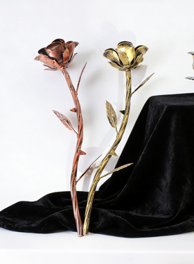 七夕婚庆仿真永生金属玫瑰摆件