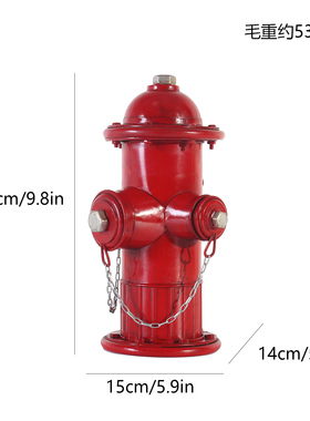 复古金属消防栓储蓄罐家庭装饰的微型雕像，适用于客厅的创意礼品