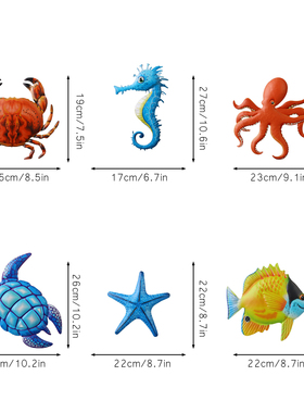 6 件套海滩墙壁装饰沿海悬挂海洋生物装饰海洋墙壁装饰