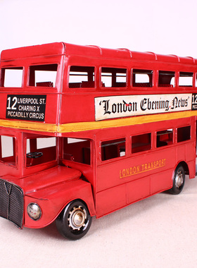 zakka装饰摆件英伦双层公交巴士