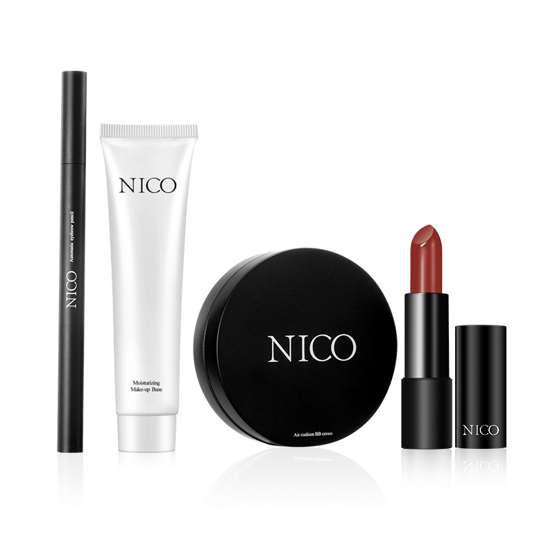 nico旗舰店Nico彩妆套装全套气垫口红妆前乳组合装初学者美妆工具新手化妆品3