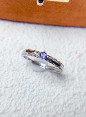 简单爪镶彩宝戒s925银镶嵌天然透辉石黄水晶坦桑石活口女食指戒