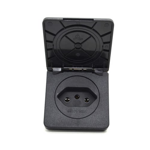 IP44巴西工业AC防水插座 20A 250V巴西户外园林灯具翻盖防水插座 - 图0