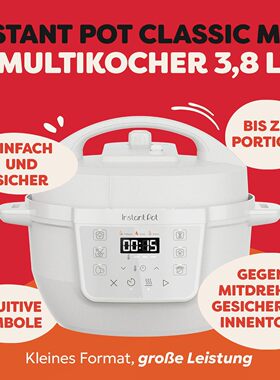 德国进口Instant pot电压力锅高压锅电饭煲多功能无涂层炖锅3.8L