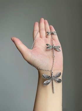 蜻蜓项链复古做旧毛衣链长链卫衣项链