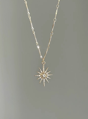 美拉德波西米亚风太阳星星项链女复古choker配饰锁骨链叠戴2条