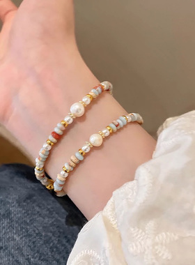 国风复古中式手串寿山石磁吸手链叠戴