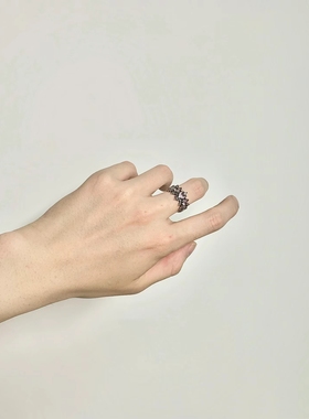 欧美复古老货十字皇冠爱心炫彩锆石开口戒指轻奢时尚高级感指环