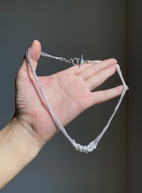 锁骨链女士首饰银色金属项链叠戴镀银45.5cm