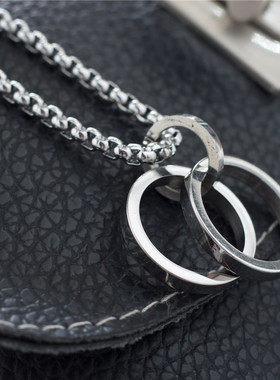 欧美双圆INS潮嘻哈蹦迪个性项链