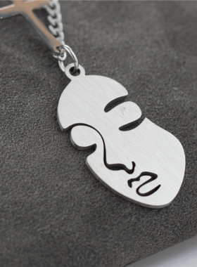 欧美男女冷淡风人脸潮吊坠项链