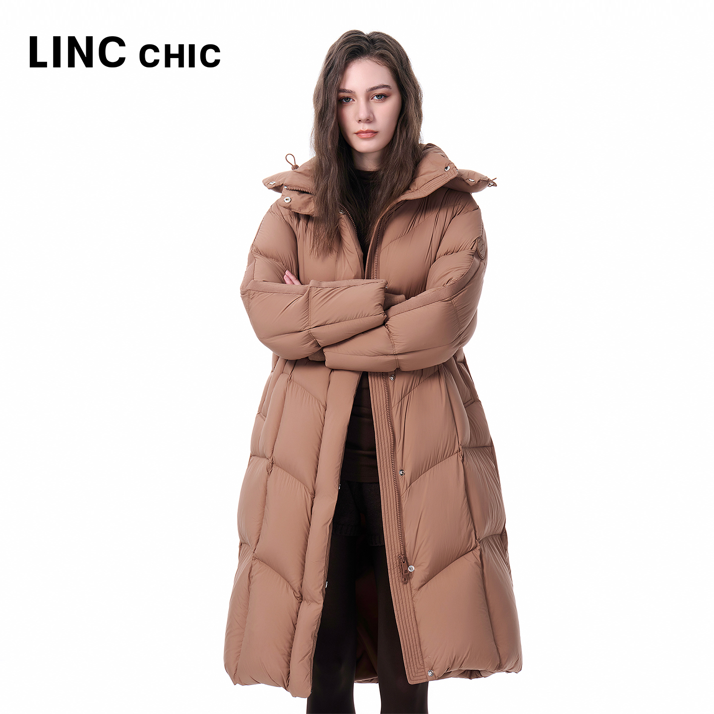 LINCCHIC金羽杰25年冬新款轻量云朵感长款加厚羽绒服女Y25608230 - 图2