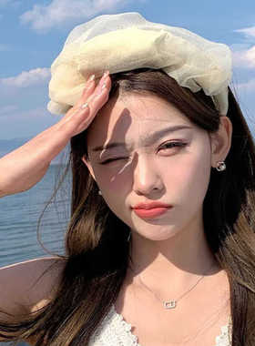 发箍防紫外线网纱显脸小百搭夏季