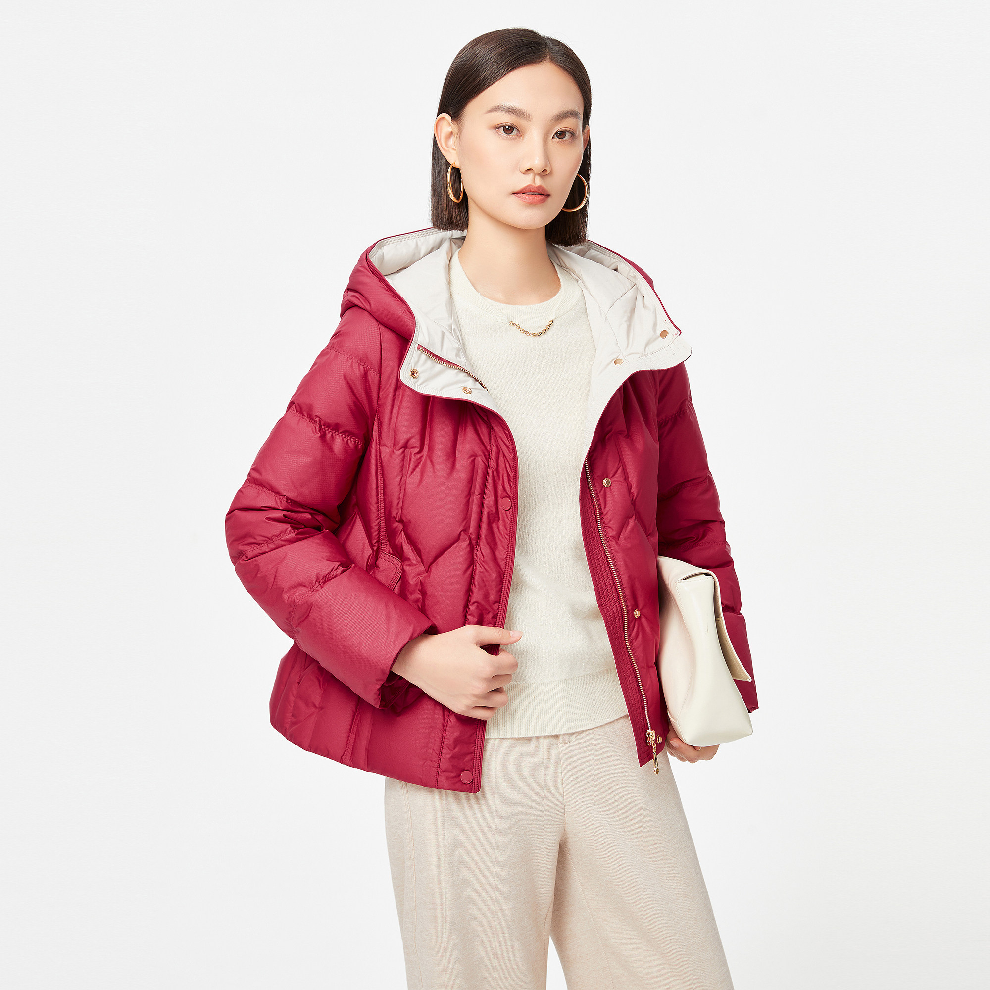 CADIDL卡迪黛尔通勤短款连帽鹅绒轻薄羽绒服女25冬季新款保暖外套,淘宝优惠券,粉丝福利购,淘宝优惠卷