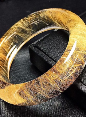 天然发晶手镯金发晶手镯（内径57mm）天然顺发晶手镯