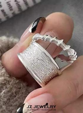 JZ纯银简约冷淡风宽边戒指