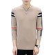 Spring and autumn thin knitted bottoming shirt plaid sweater for men