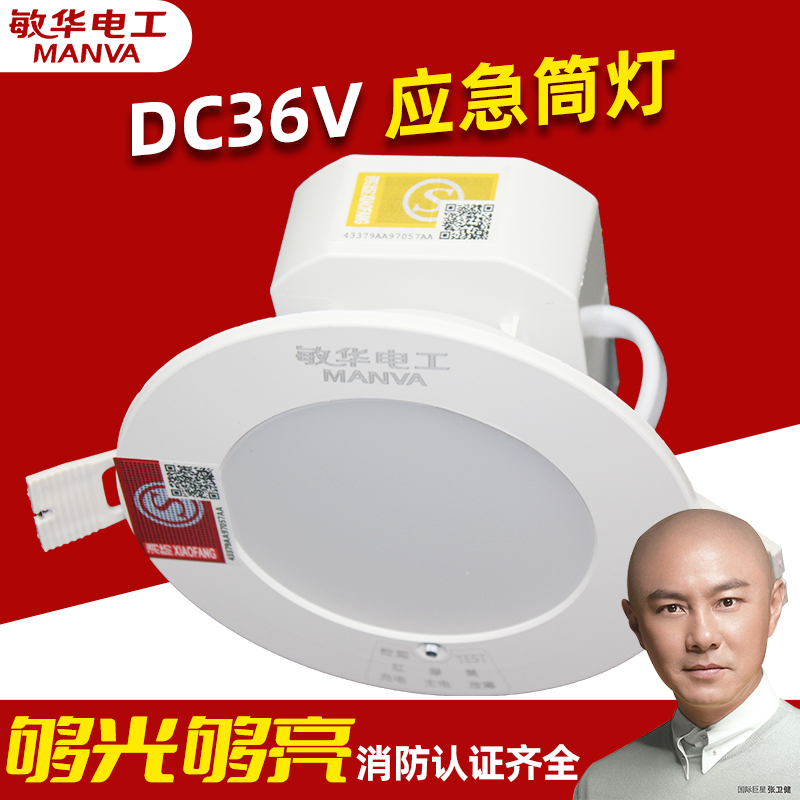 敏华低压消防应急筒灯DC36V筒灯照明A型非集中控制型嵌入自带电池 - 图0