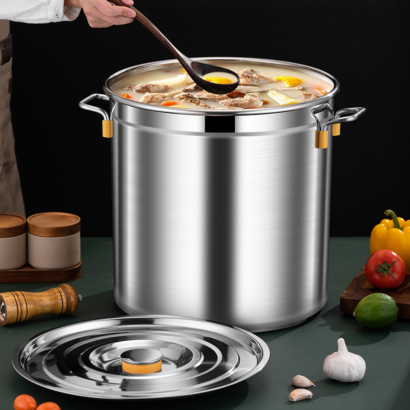 不锈钢桶圆桶带盖商用汤桶燃气电磁灶加厚大容量汤锅卤桶水桶油桶