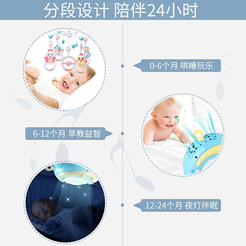 床铃婴儿可旋转0-1岁益智3-6个月新生宝宝床头摇铃安抚悬挂玩具