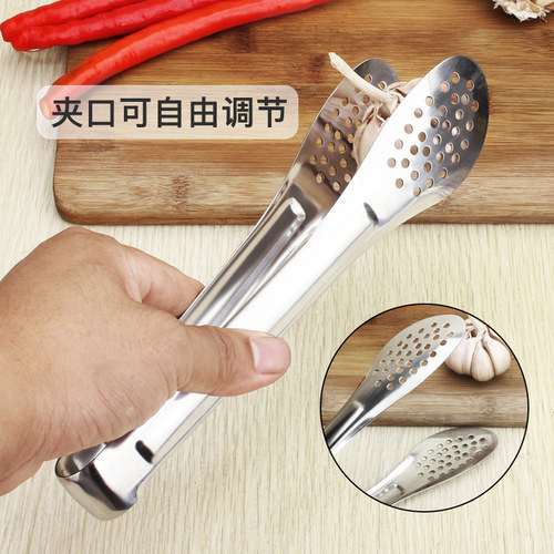 食品夹面包夹 烧烤夹子 加厚大号 不锈钢 包子夹牛排夹 塑胶手柄 - 图0