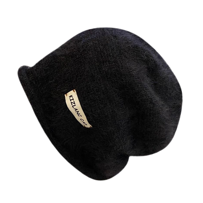 宽松版大头围堆堆帽女款秋冬季针织保暖毛线帽显脸小包头护耳冷帽