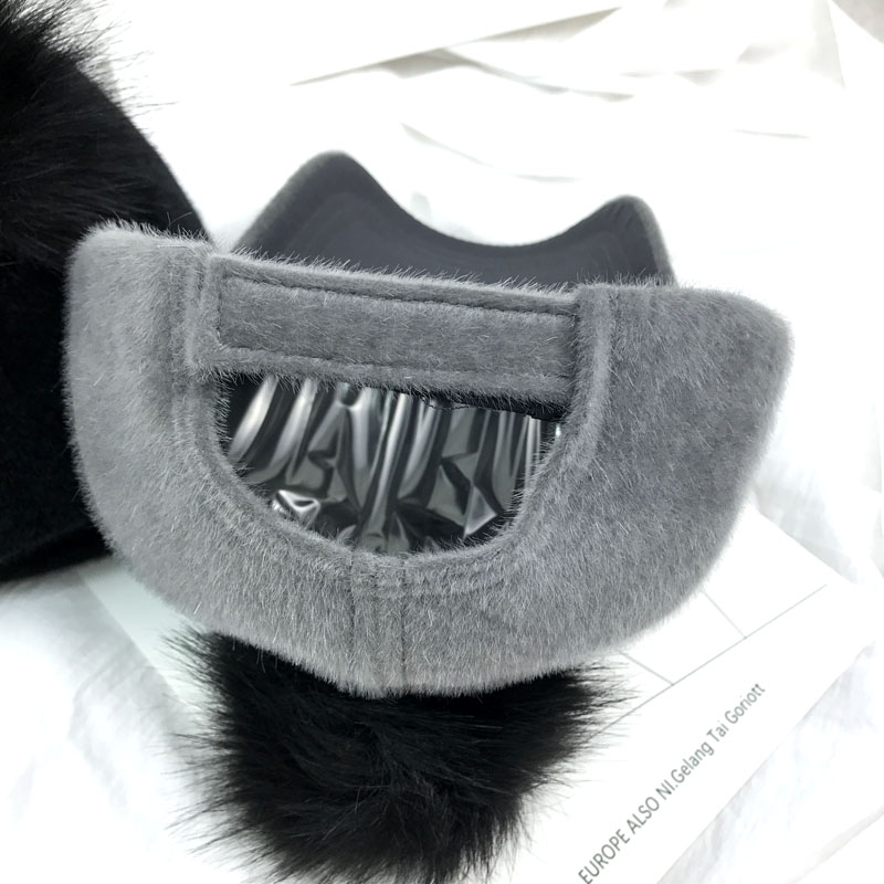 秋冬季新款M标毛球鸭舌帽子女韩版百搭保暖帽子潮 黑色时尚棒球帽 - 图2