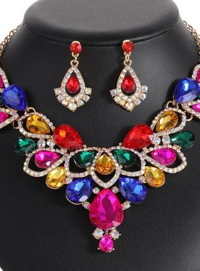 首饰网红女个性欧美风项链套装结婚饰品婚纱晚礼服配饰宴会首饰