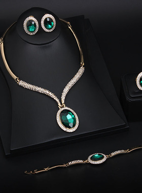 首饰精品大宝石四件套热卖项链