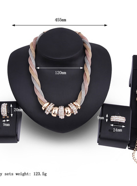 合金新娘宴会礼服装饰品项链耳环