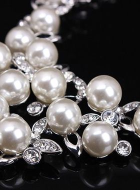 欧美项链耳钉晚宴珍珠水钻