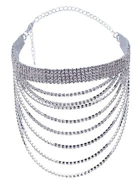 欧美饰品合金满钻多层项链