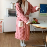 Зимний фланелевый банный халат, длинная толстовка с капюшоном, коралловая бархатная утепленная пижама, средней длины