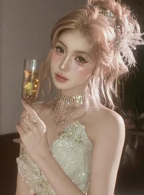 千金风银色高贵流苏项链女